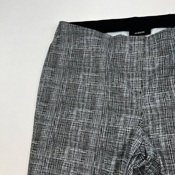Alfani Womens Black/White Print Mid Rise Straight Dress Pants Sz 14 Stretch - Picture 4 of 9